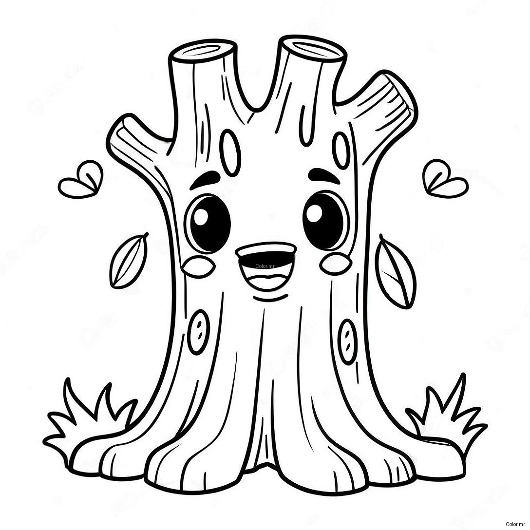 Cute Cartoon Tree Trunk Coloring Page 58466 48576