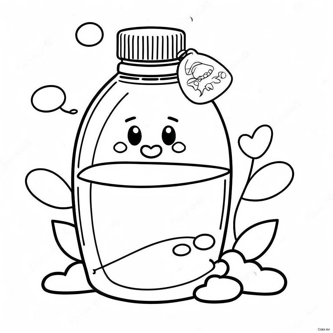 Cute Cartoon Water Bottle Coloring Page 37576 31273