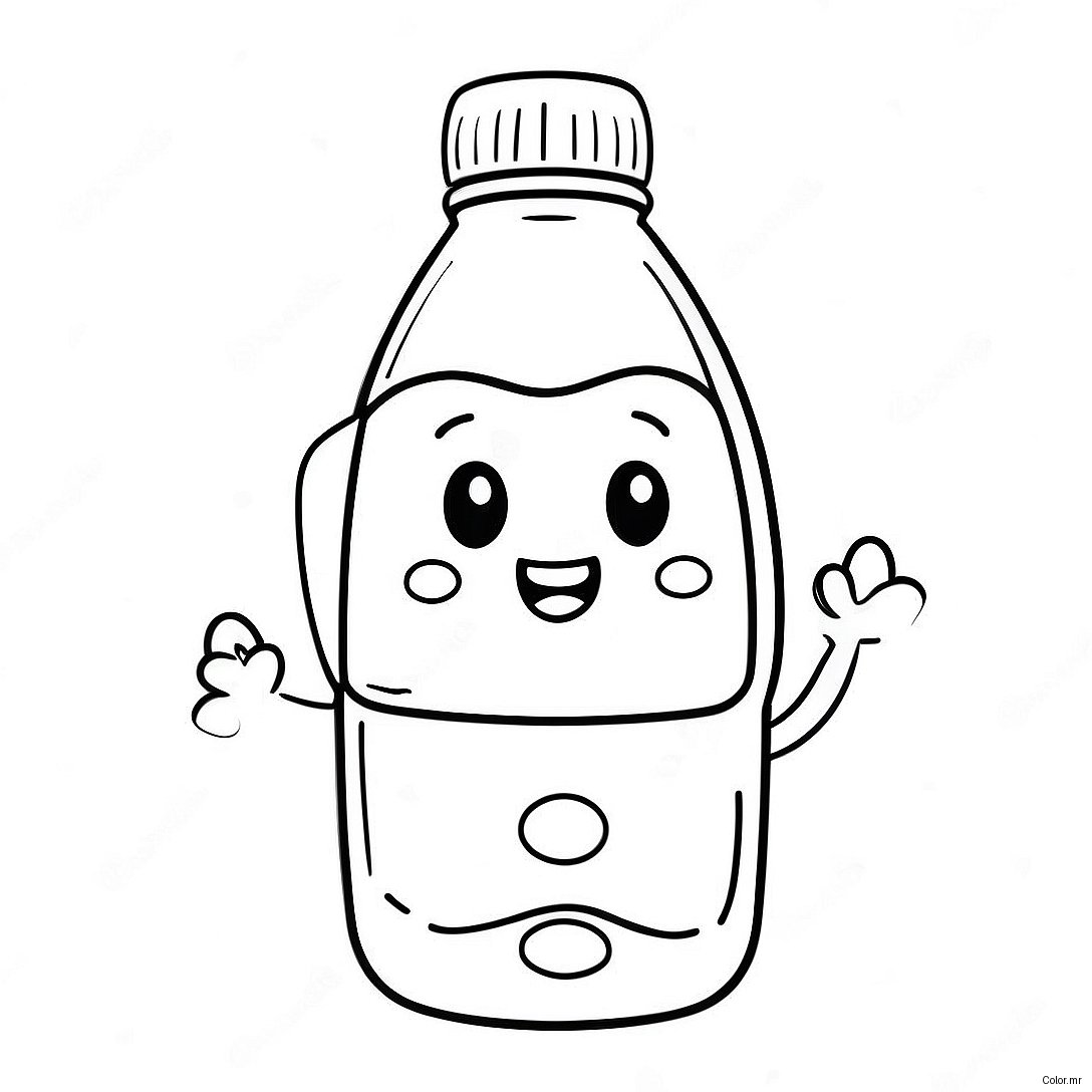 Cute Cartoon Water Bottle Coloring Page 37576 31274