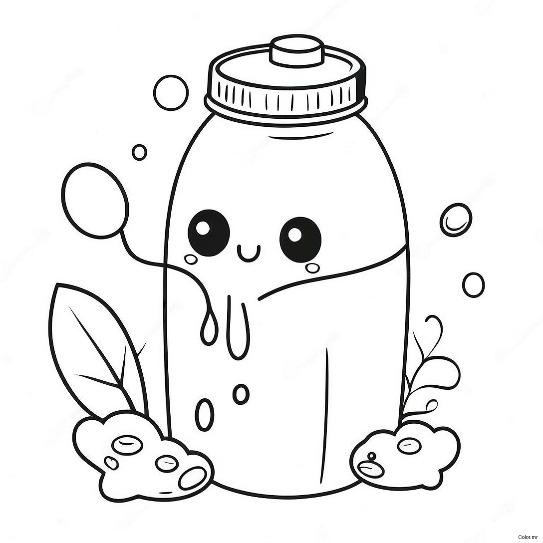Cute Cartoon Water Bottle Coloring Page 37576 31276
