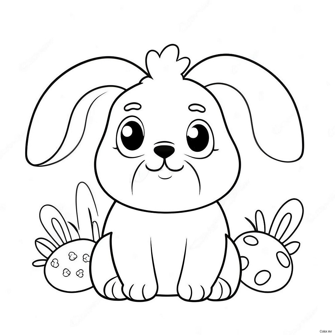 Cute Easter Dog With Bunny Ears Coloring Page 72665 60005