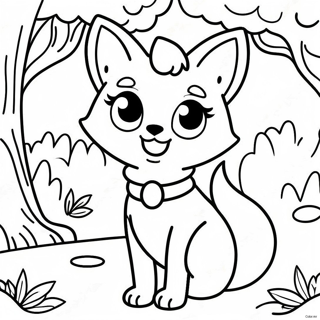 Cute Fox Anime Girl In A Forest Coloring Page 43513 36212