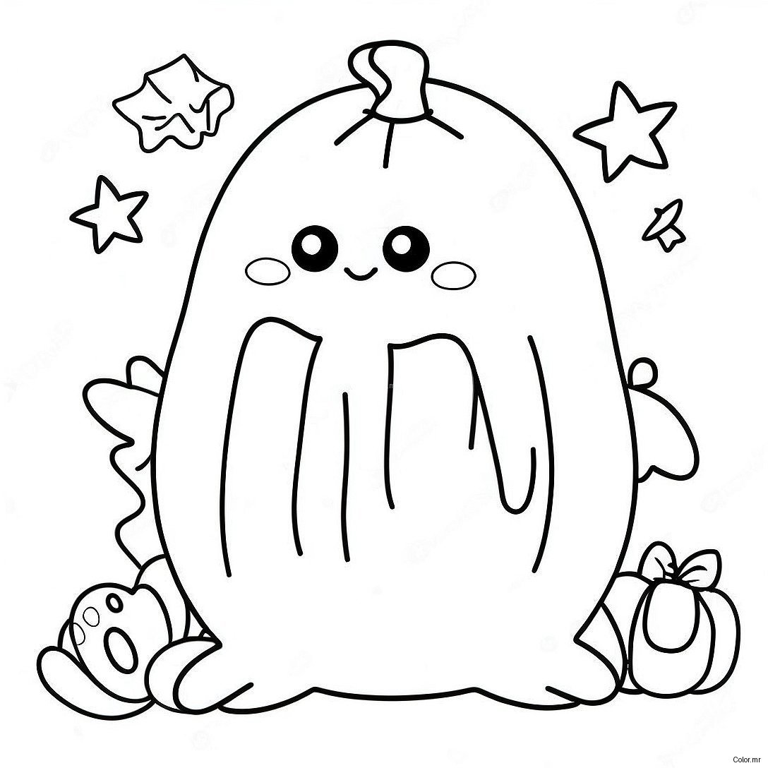 Cute Halloween Squishmallow Ghost Coloring Page 34003 18066