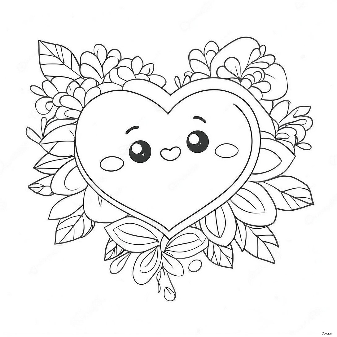 Cute Heart Shaped Valentine Coloring Page 24505 22506