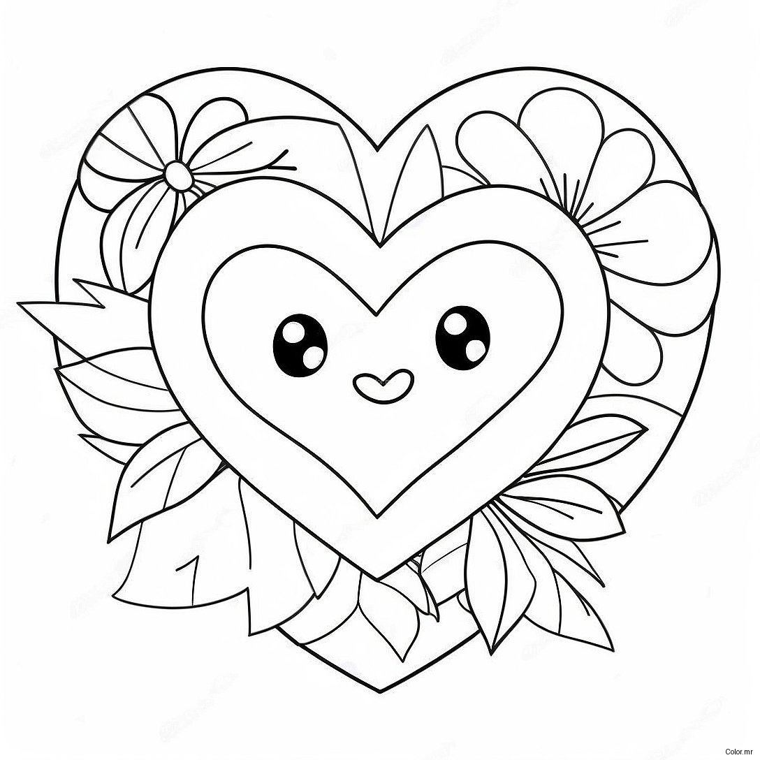 Cute Heart Shaped Valentine Coloring Page 24505 22507