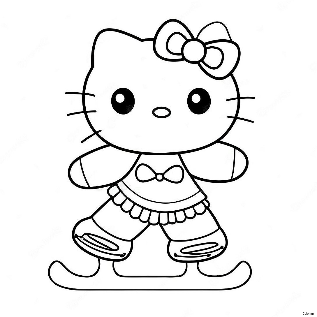 Cute Hello Kitty Ice Skating Coloring Page 54291 45209