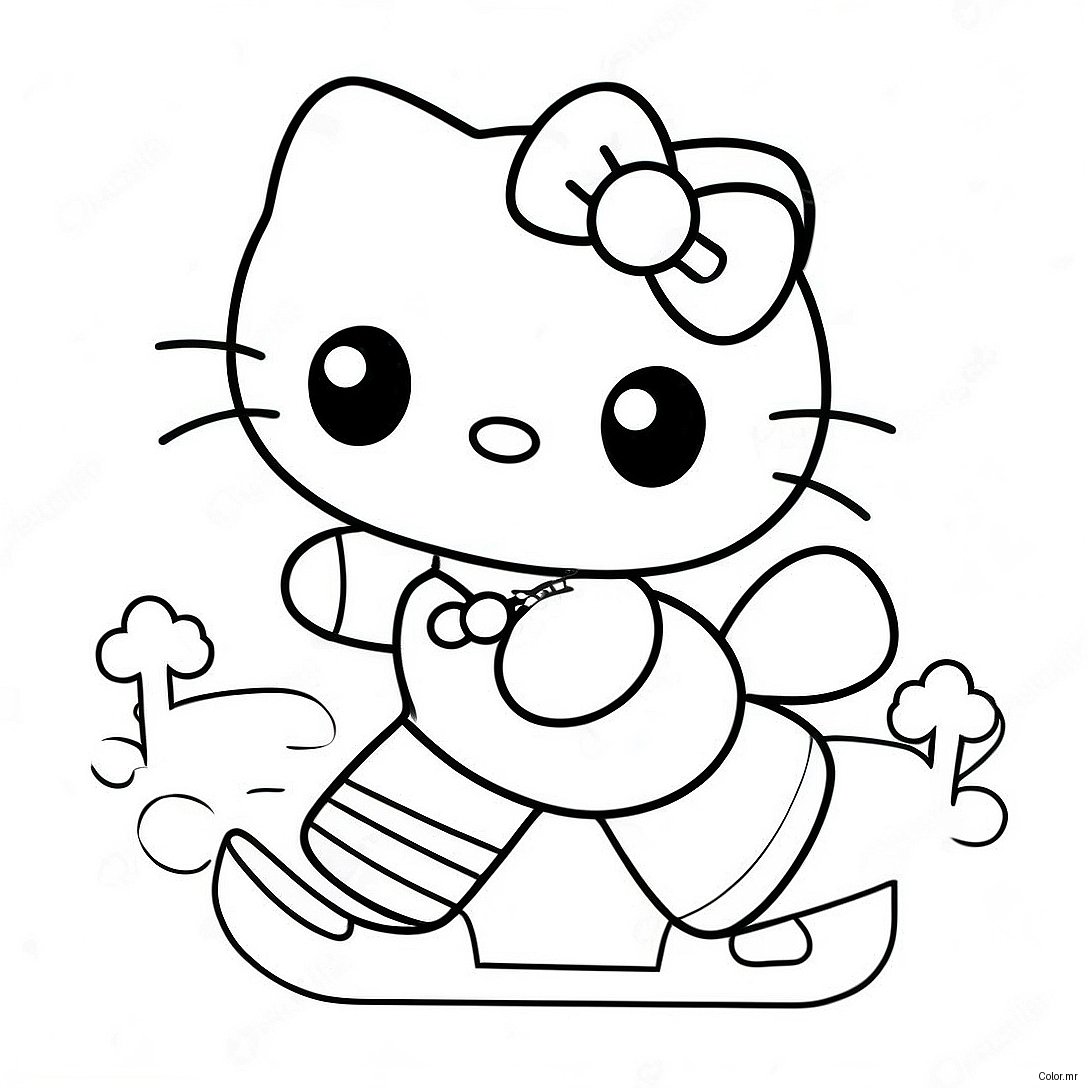 Cute Hello Kitty Ice Skating Coloring Page 54291 45210