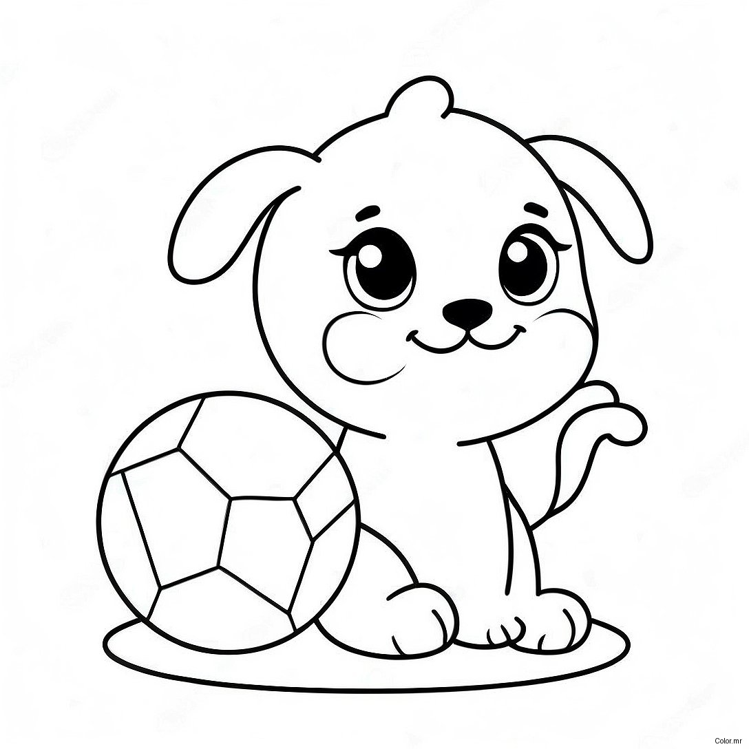 Cute Kawaii Puppy Playing With Ball Coloring Page 10708 8781