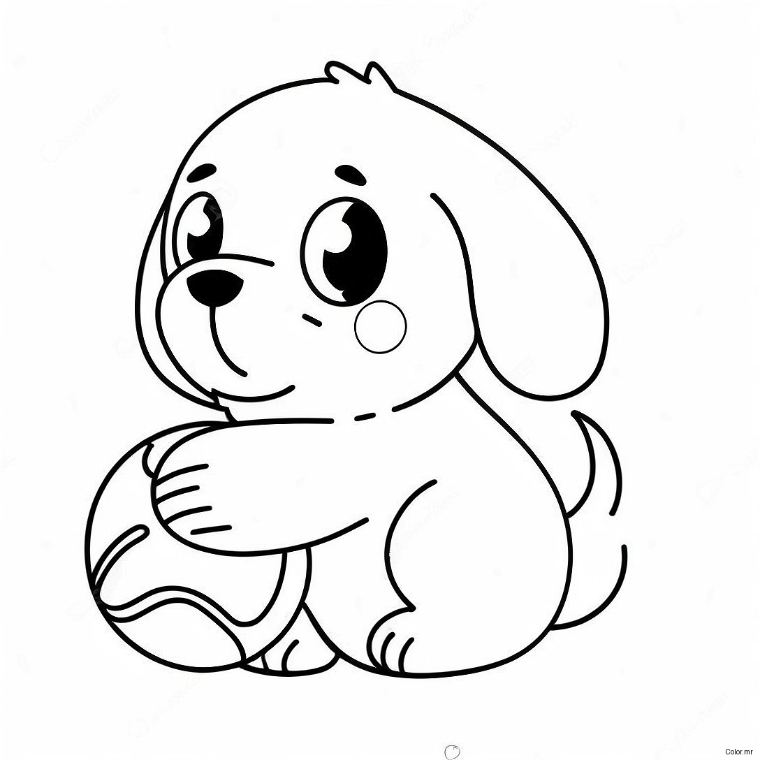 Cute Kawaii Puppy Playing With Ball Coloring Page 10708 8782
