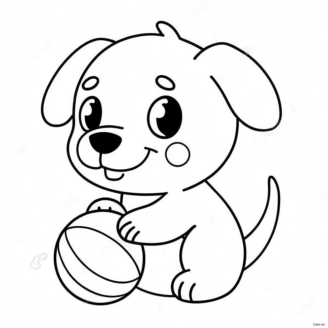 Cute Kawaii Puppy Playing With Ball Coloring Page 10708 8783