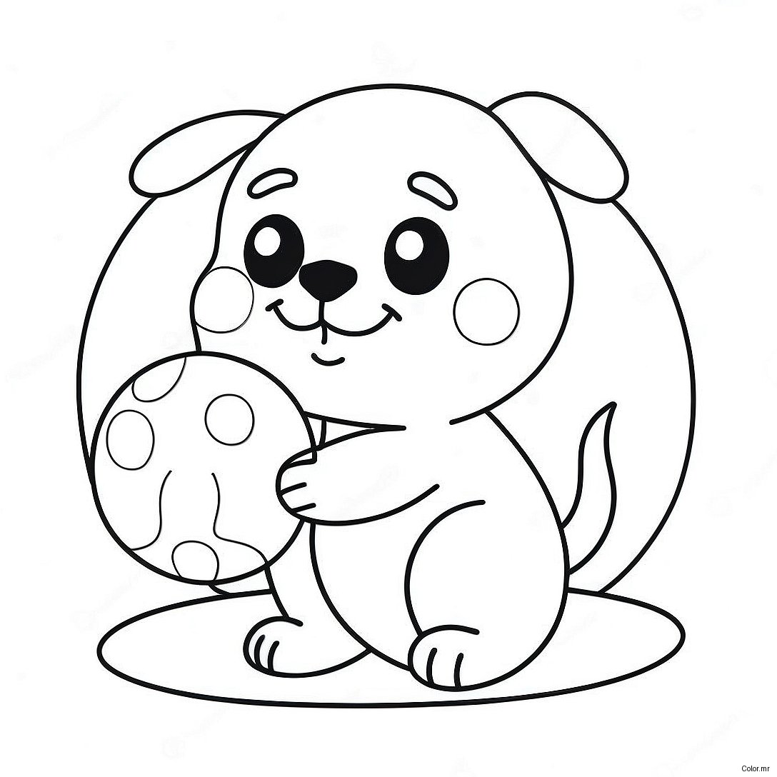 Cute Kawaii Puppy Playing With Ball Coloring Page 10708 8784