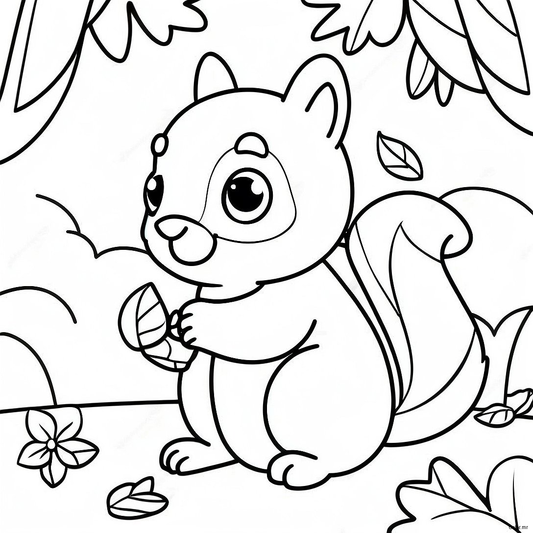 Cute Kindergarten Squirrel In Fall Coloring Page 45674 37930