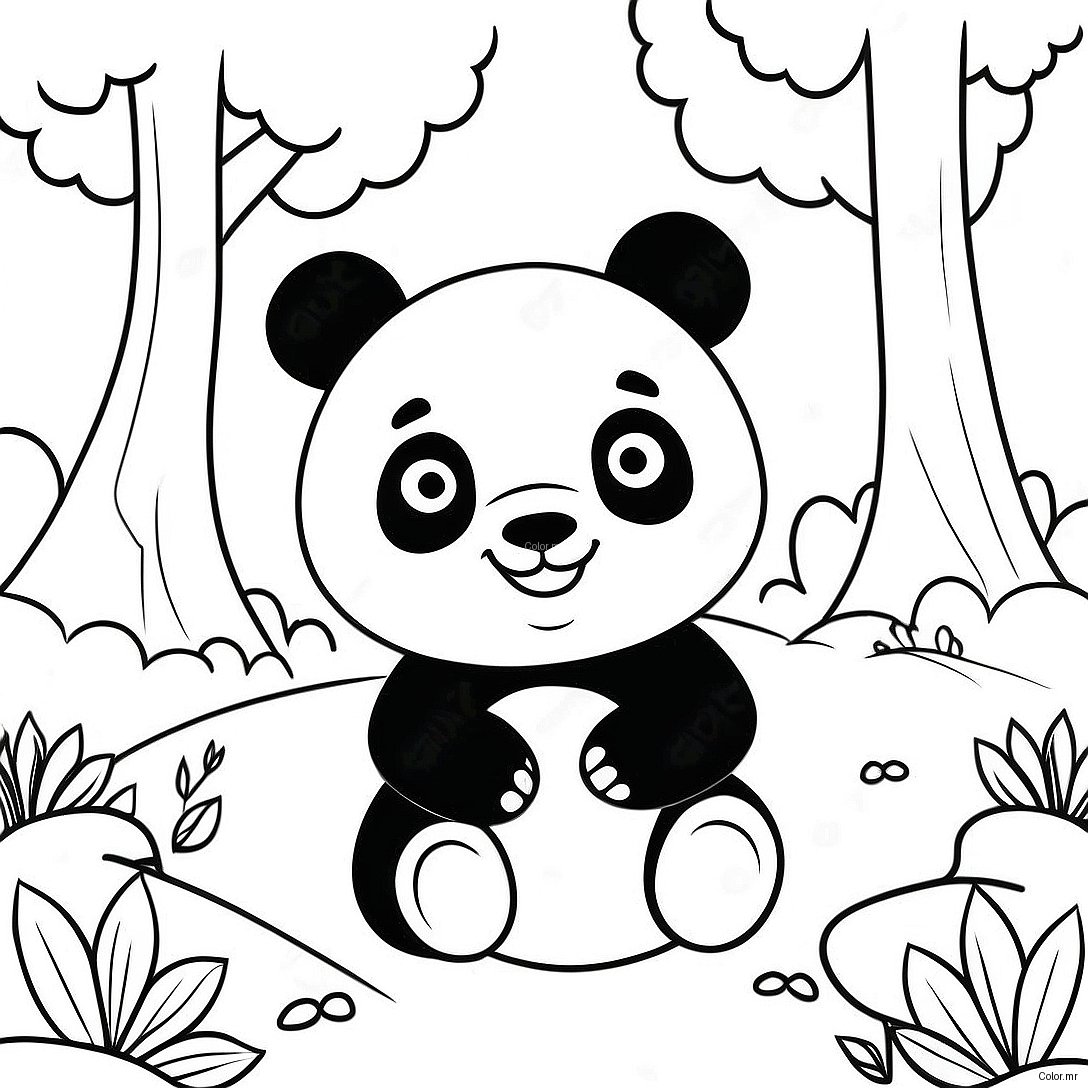 Cute Mimi Panda Playing In The Forest Coloring Page 17214 14474