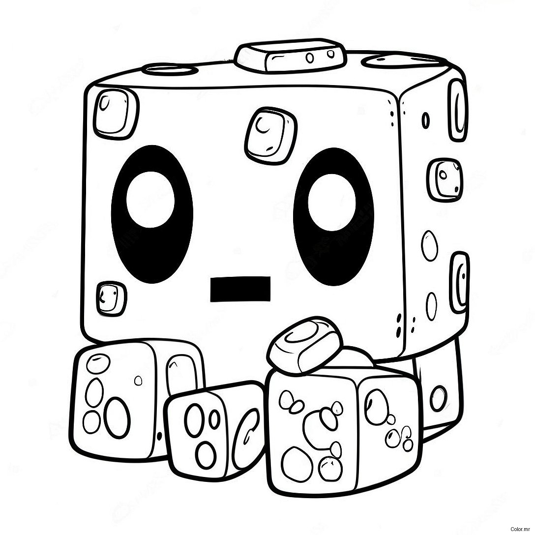 Cute Minecraft Slime With Big Eyes Coloring Page 51625 42990