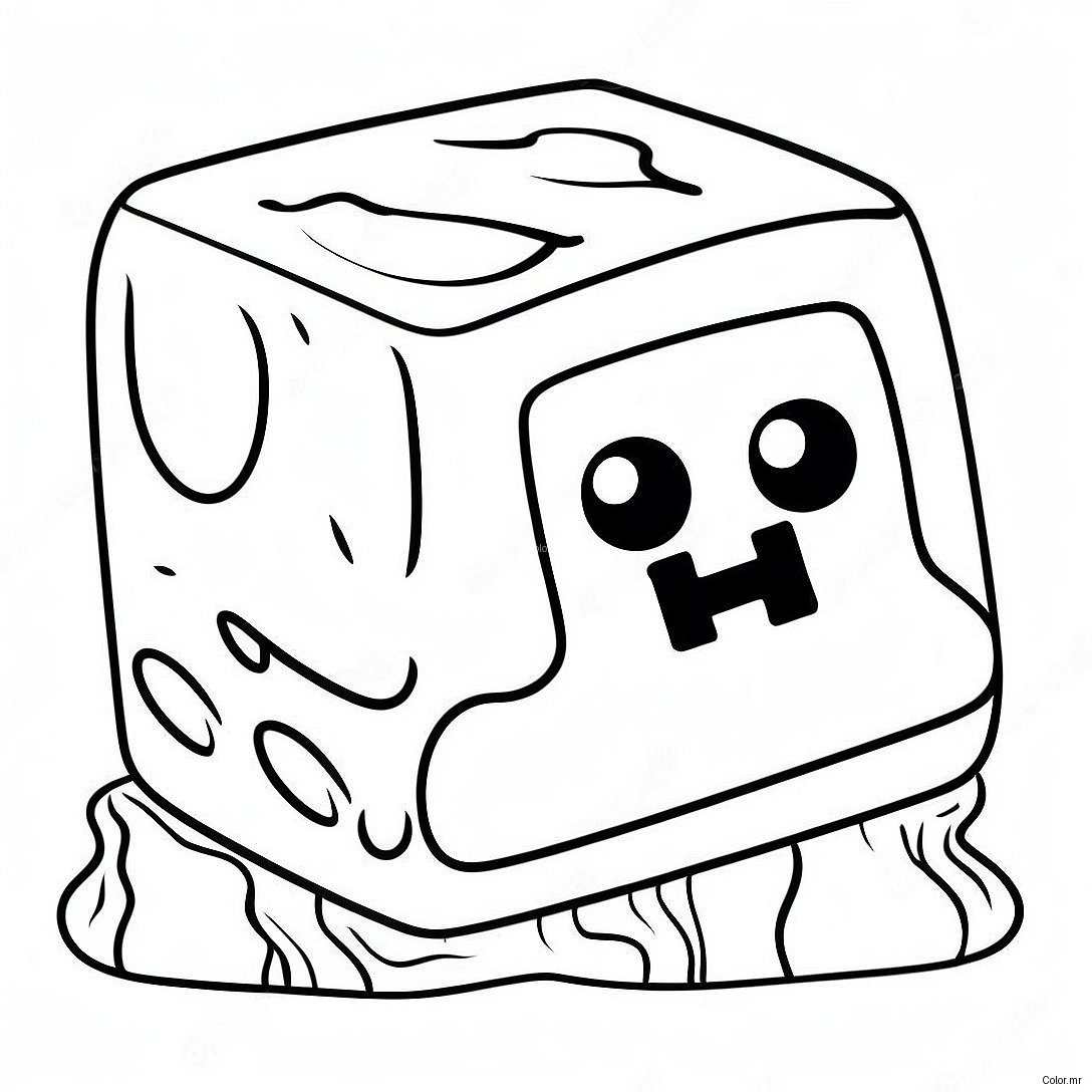 Cute Minecraft Slime With Big Eyes Coloring Page 51625 42991