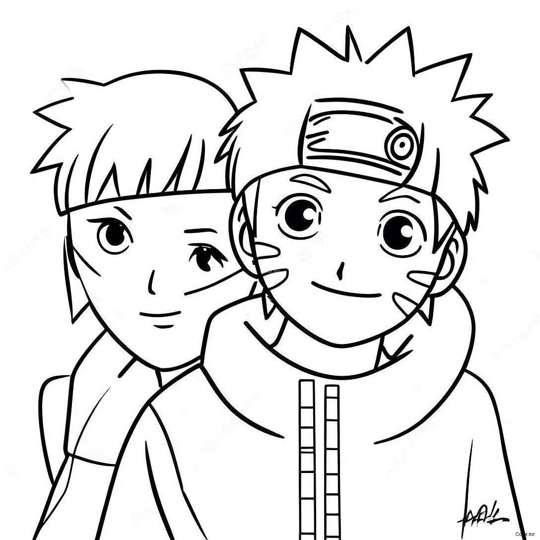 Cute Naruto And Hinata Together Coloring Page 58365 48498