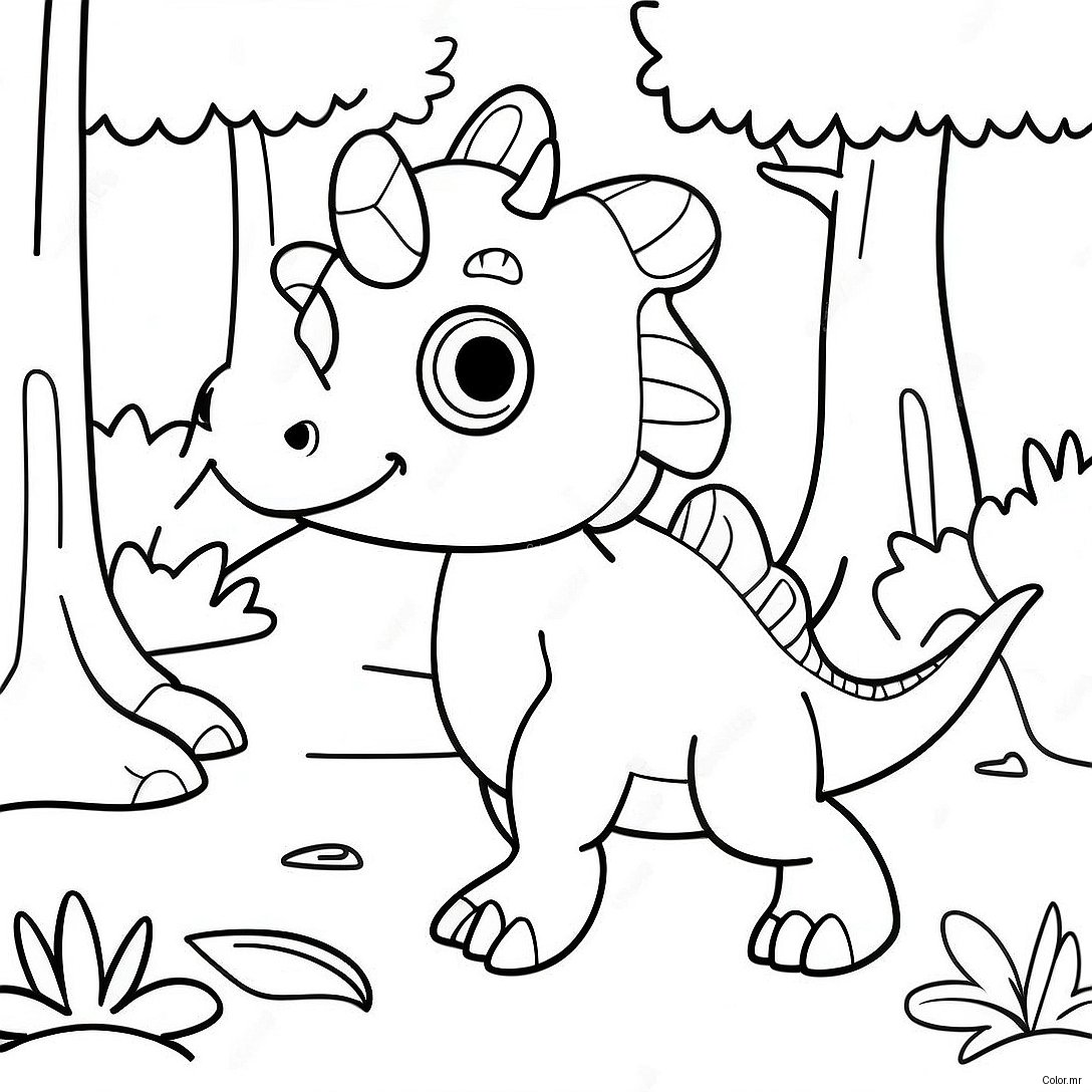 Cute Parasaurolophus Playing In The Forest Coloring Page 38667 32137