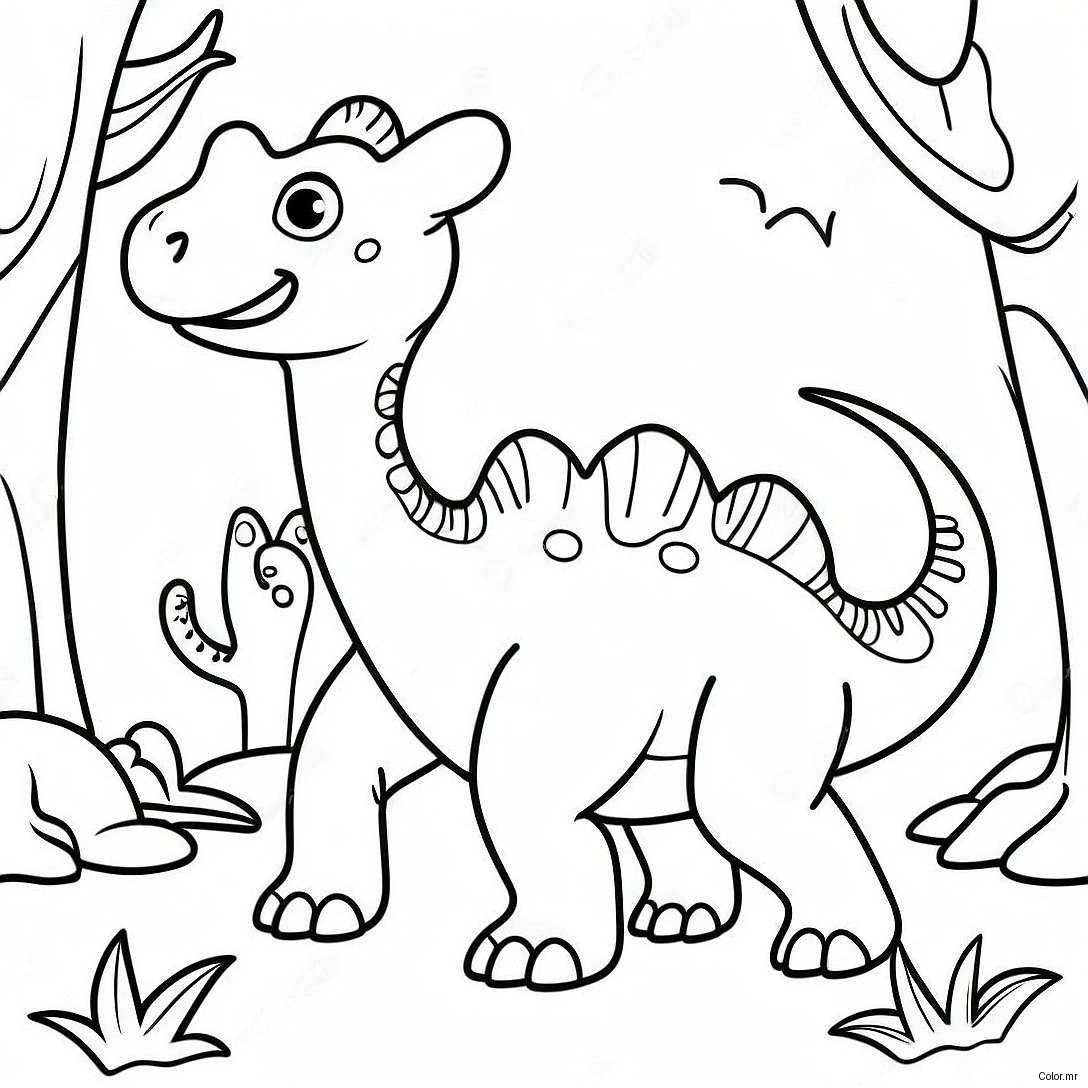Cute Parasaurolophus Playing In The Forest Coloring Page 38667 32138