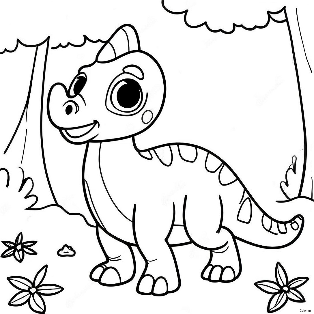 Cute Parasaurolophus Playing In The Forest Coloring Page 38667 32139