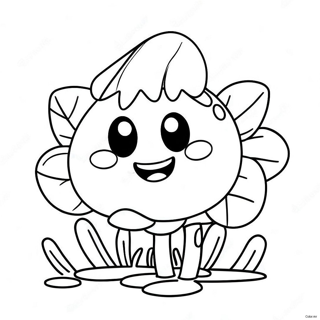 Cute Piranha Plant With Smiling Face Coloring Page 23284 21366