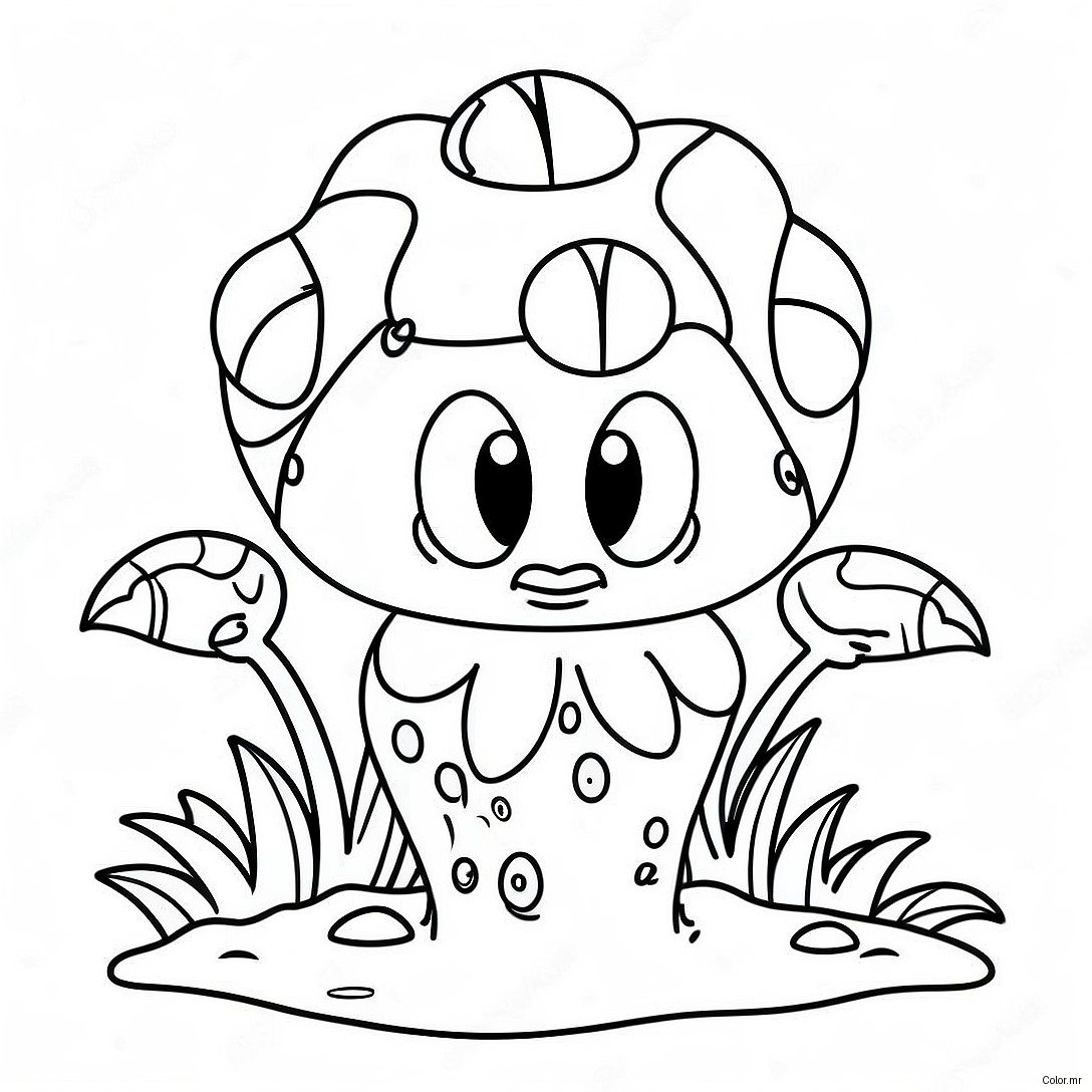 Cute Piranha Plant With Smiling Face Coloring Page 23284 21368
