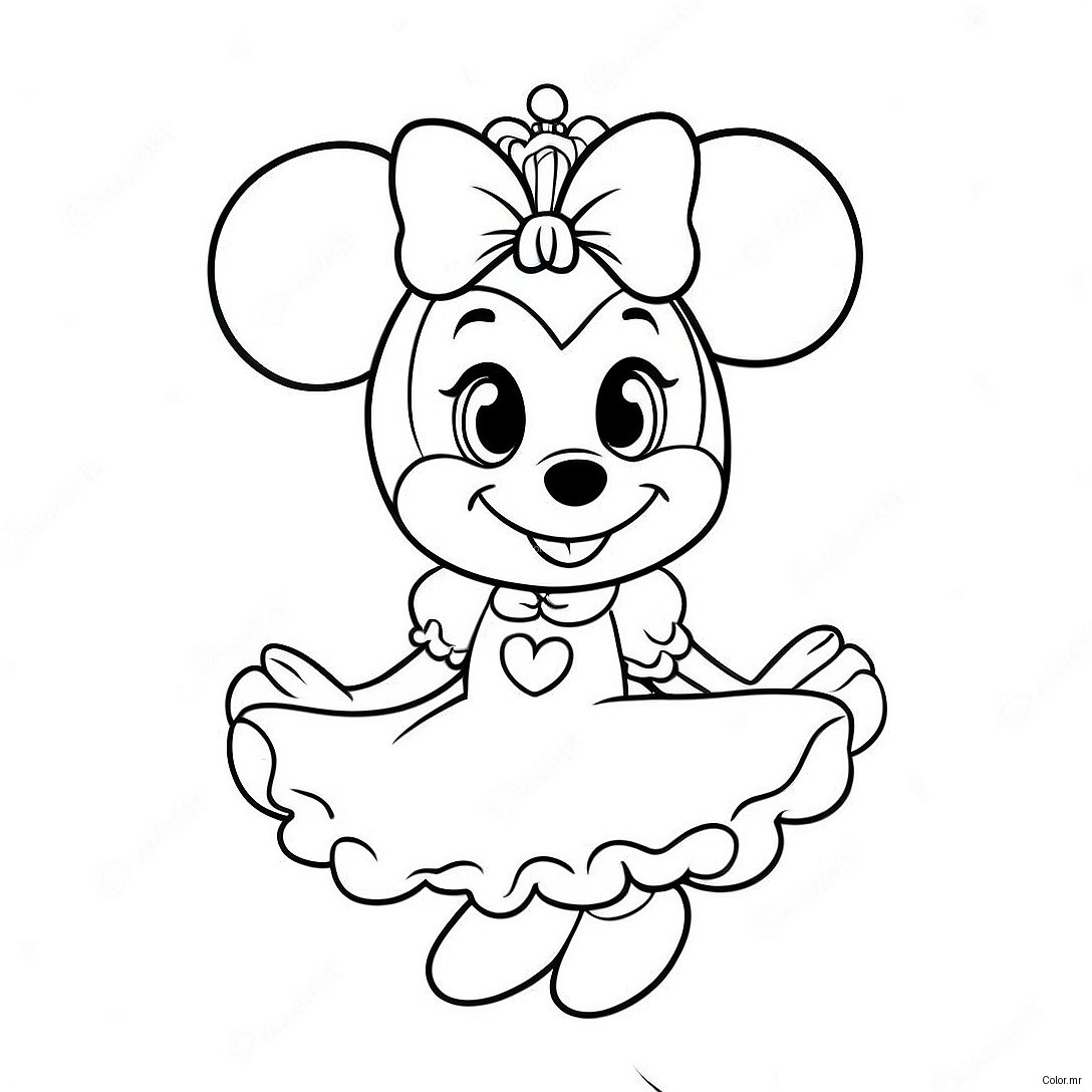 Cute Princess Minnie Mouse In A Dress Coloring Page 56262 46777