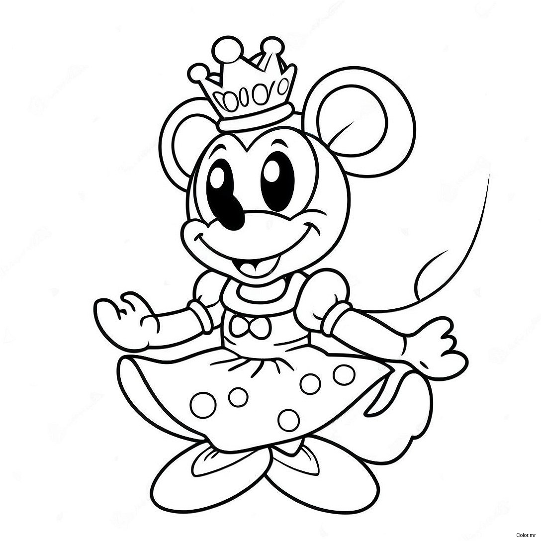 Cute Princess Minnie Mouse In A Dress Coloring Page 56262 46779