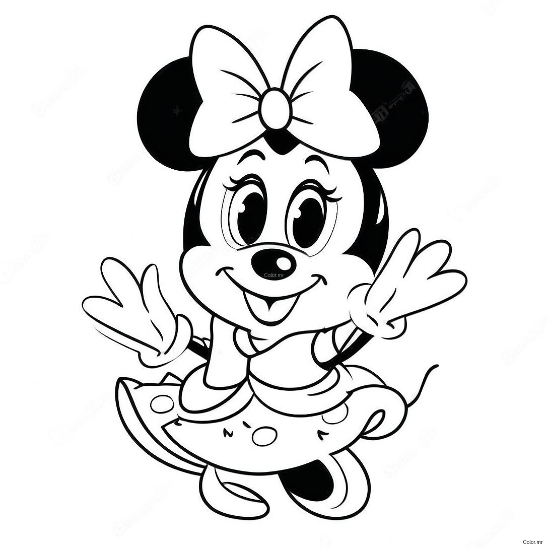 Cute Princess Minnie Mouse In A Dress Coloring Page 56262 46780