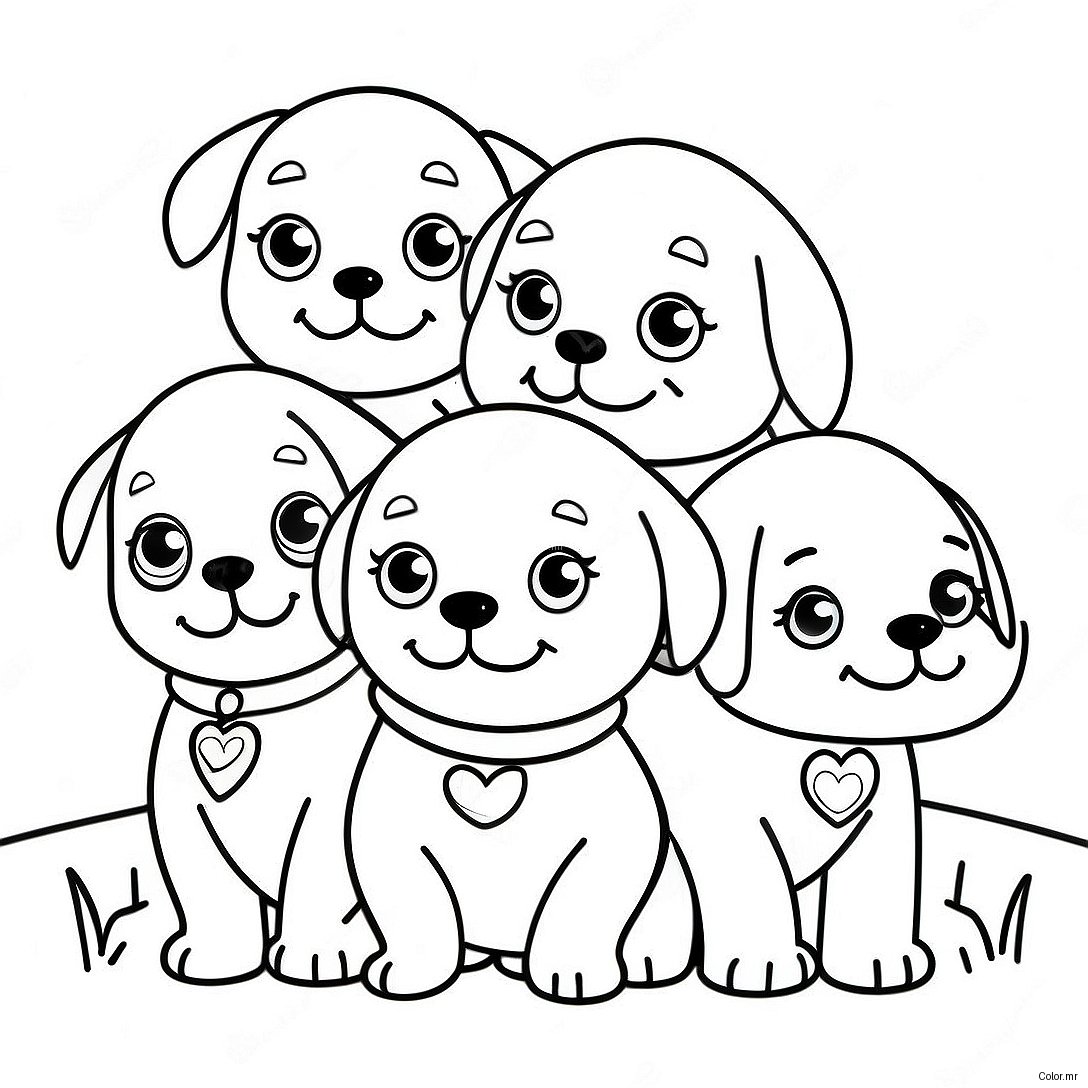 Cute Puppies At The Animal Shelter Coloring Page 49755 41503