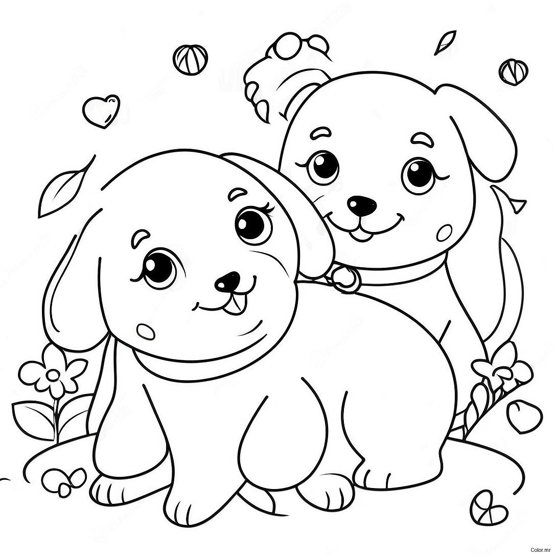 Cute Puppies At The Animal Shelter Coloring Page 49755 41504