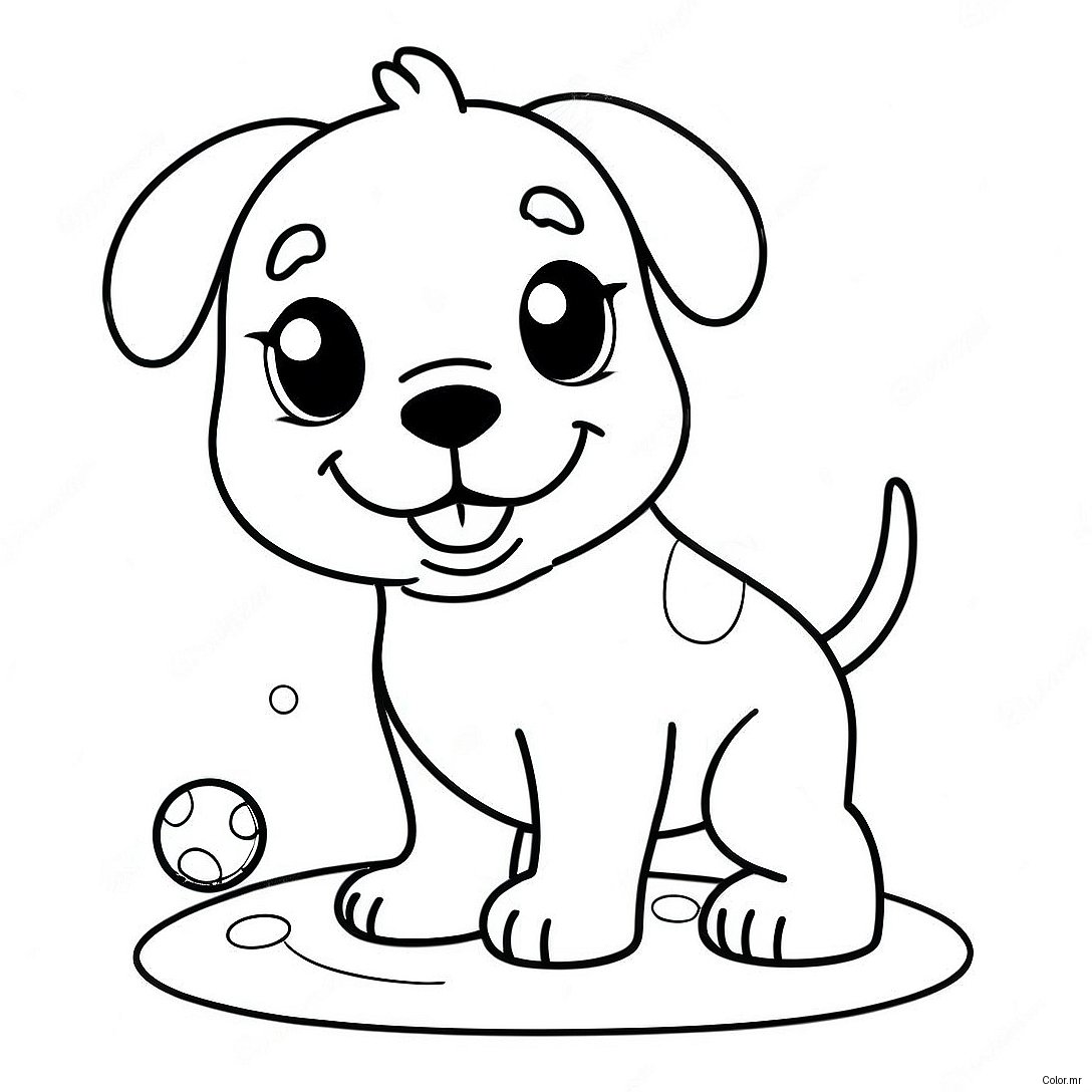 Cute Puppy Dog Playing With Ball Coloring Page 11098 9094