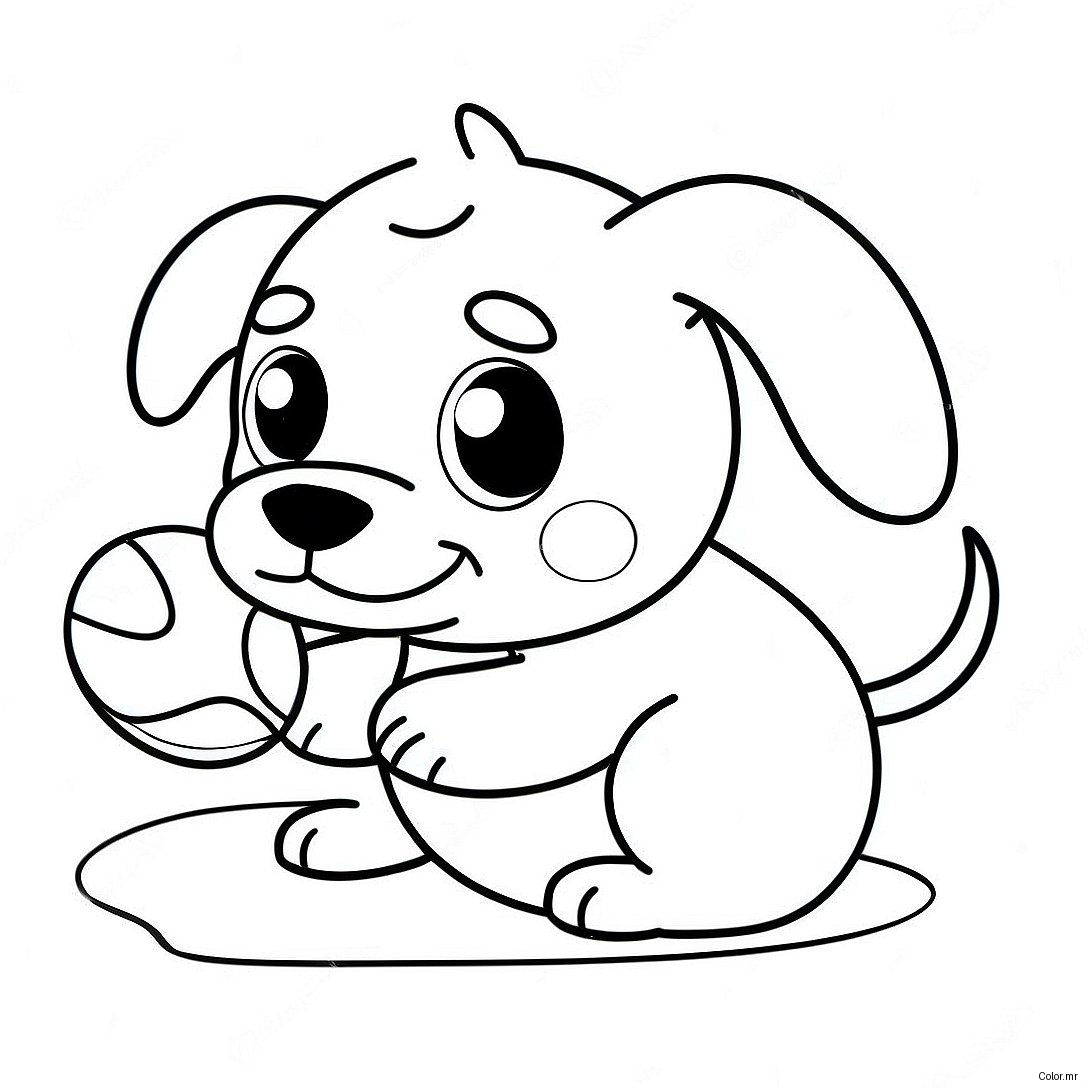 Cute Puppy Playing With Ball Coloring Page 70073 57710