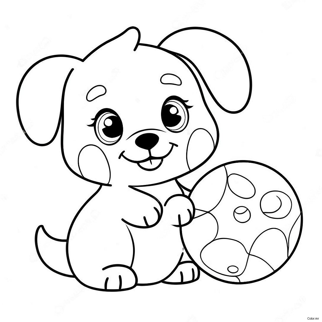 Cute Puppy Playing With Ball Coloring Page 70073 57712