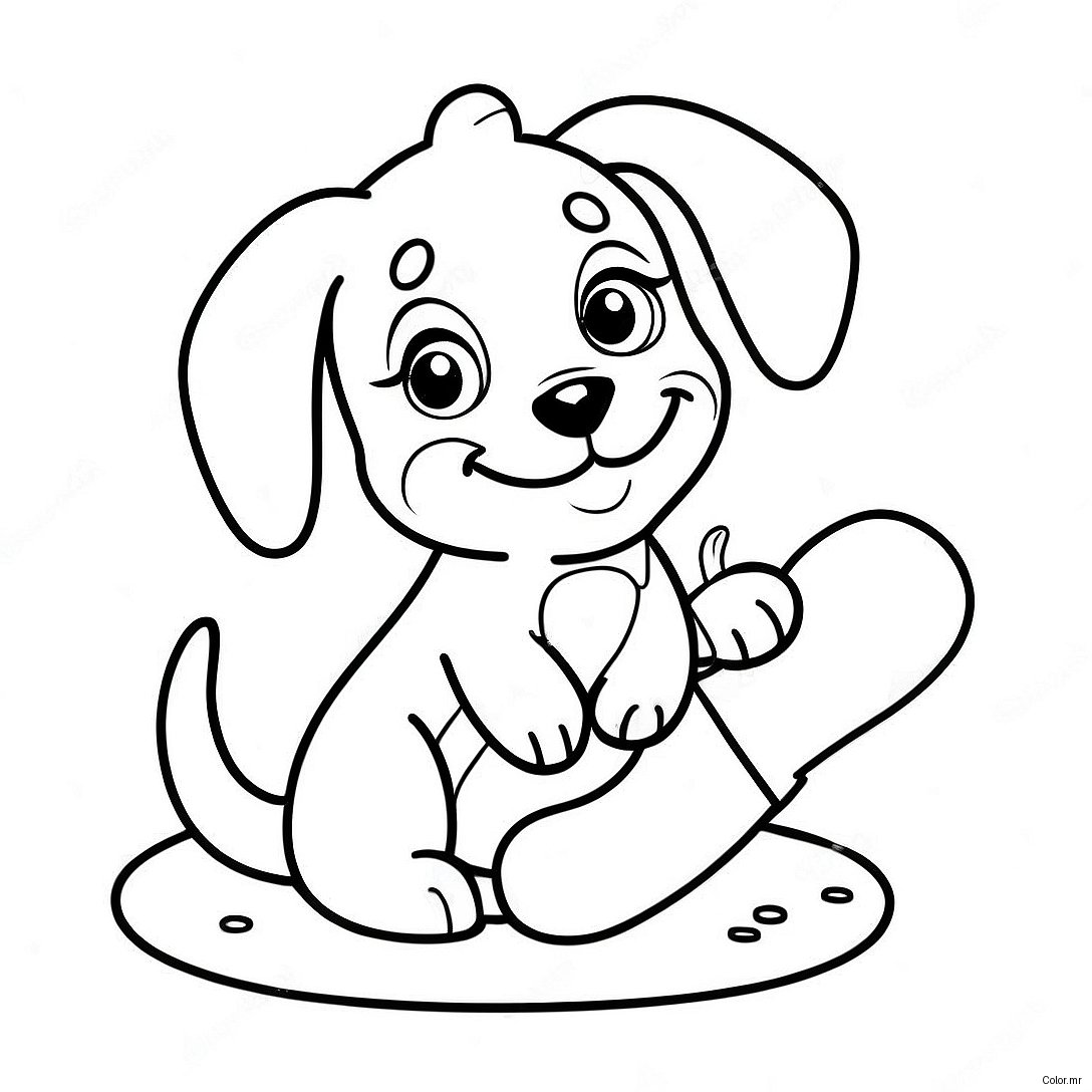 Cute Puppy With Dog Bone Coloring Page 34383 28570