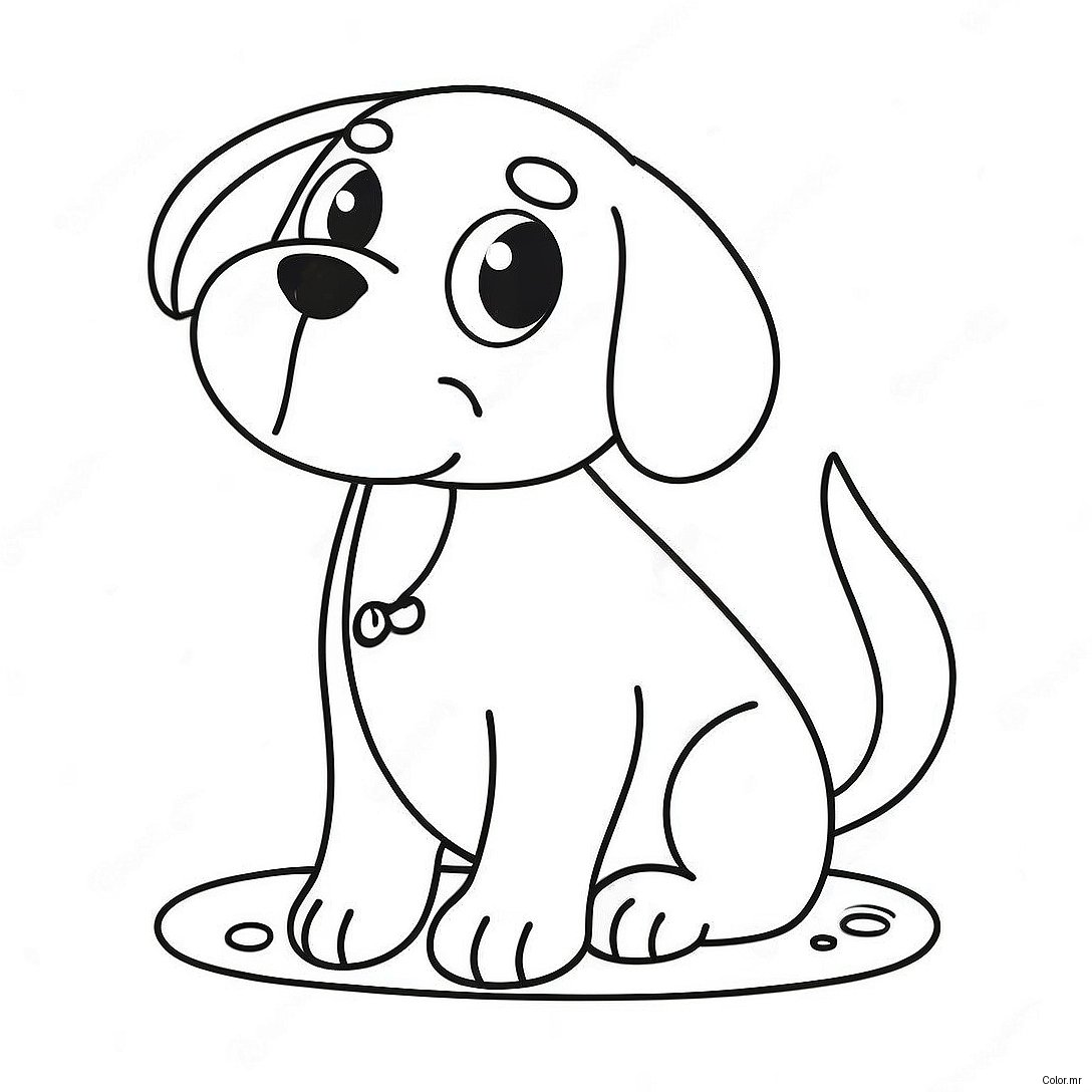 Cute Puppy With Dog Bone Coloring Page 34383 28645