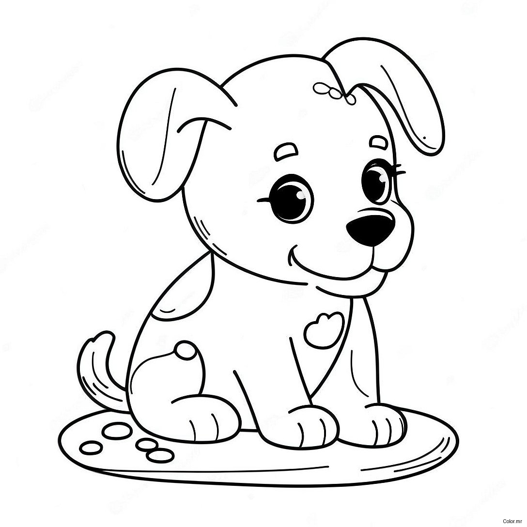 Cute Puppy With Dog Bone Coloring Page 34383 28647