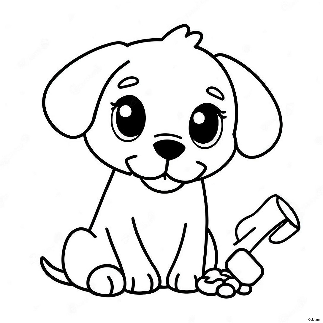 Cute Puppy With Dog Bone Coloring Page 34383 28648