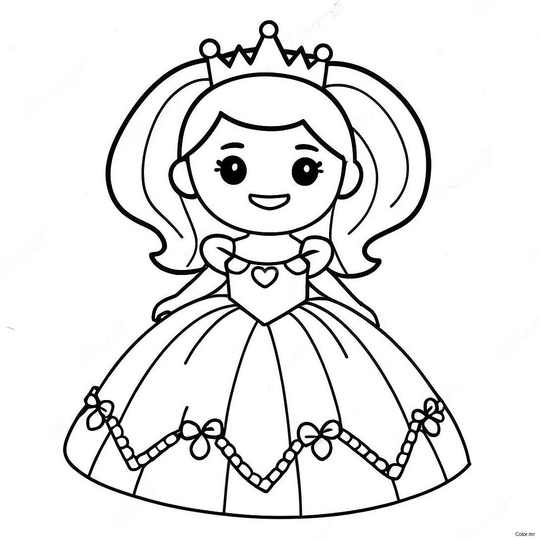 Cute Roblox Princess In Sparkling Dress Coloring Page 54922 45706