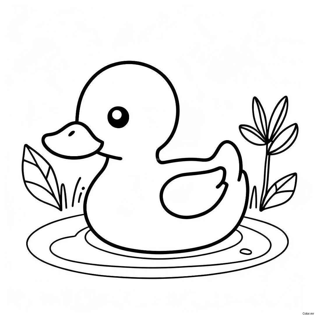 Cute Rubber Duck Swimming In Pond Coloring Page 39738 32970