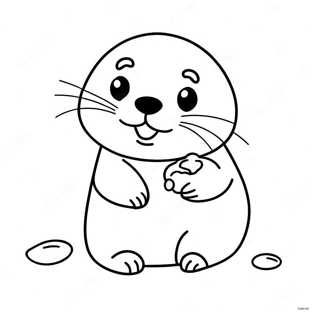 Cute Sea Otter Holding A Shell Coloring Page 19119 15986