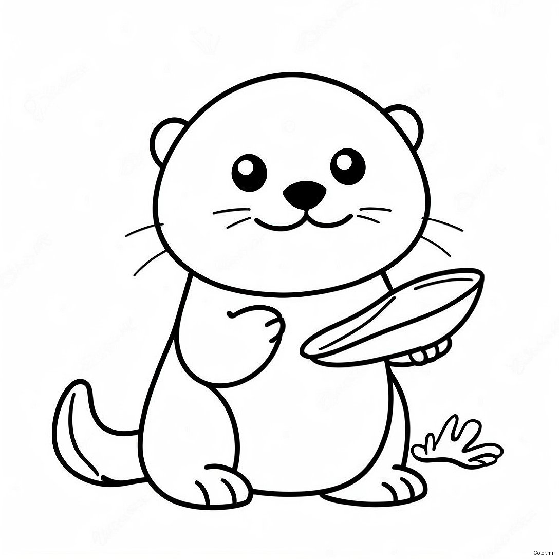 Cute Sea Otter Holding A Shell Coloring Page 19119 15988