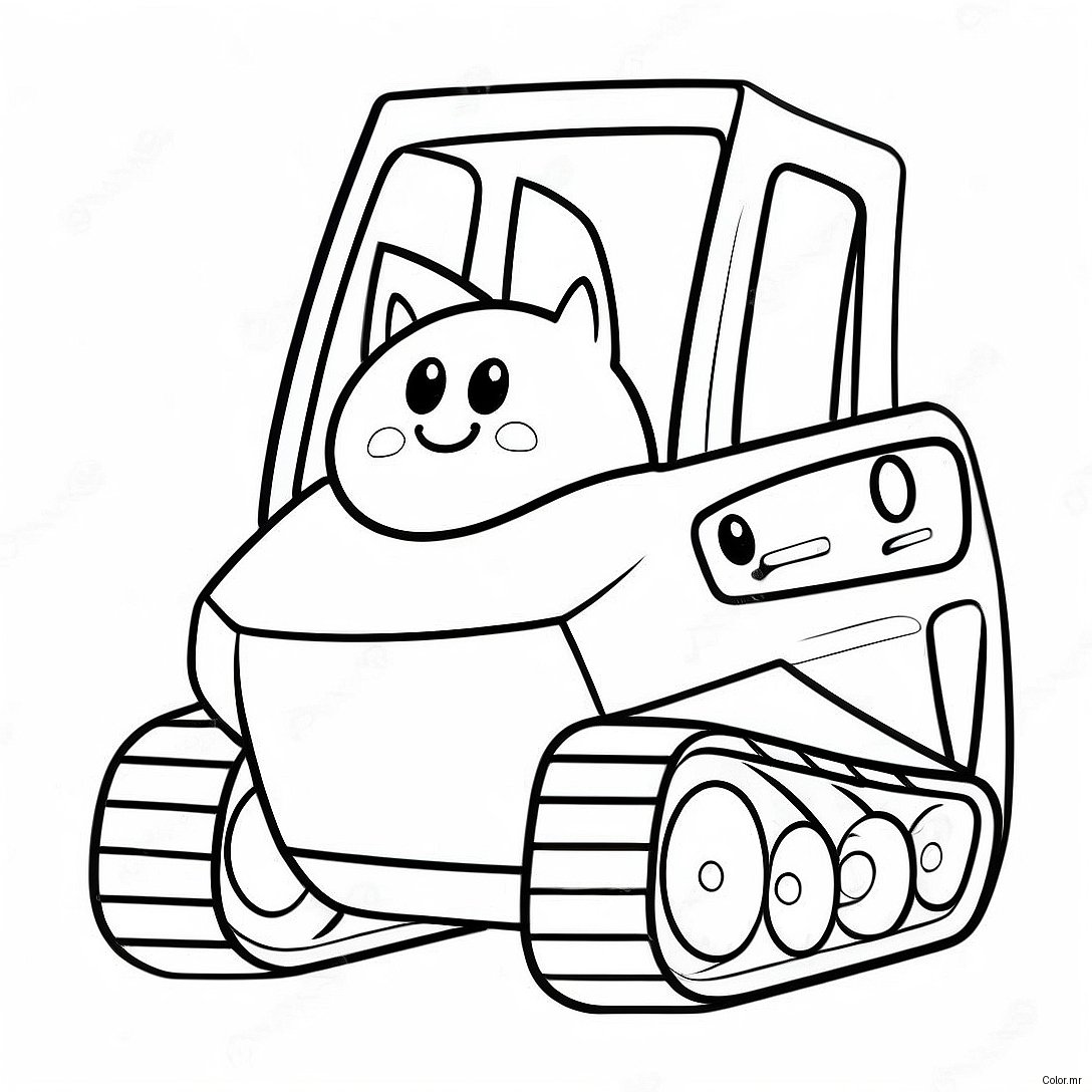 Cute Skid Steer With Cartoon Face Coloring Page 7105 5781