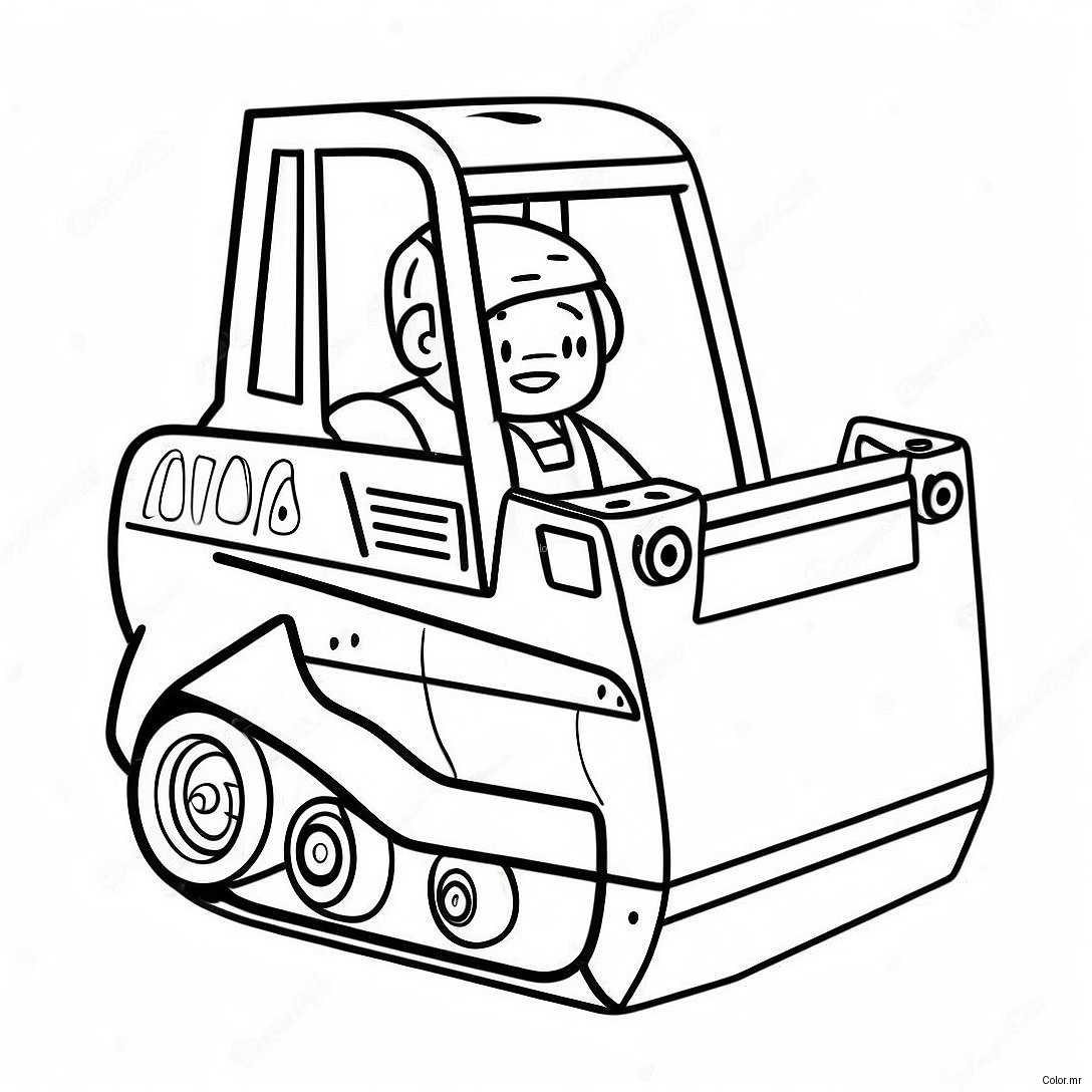 Cute Skid Steer With Cartoon Face Coloring Page 7105 5782