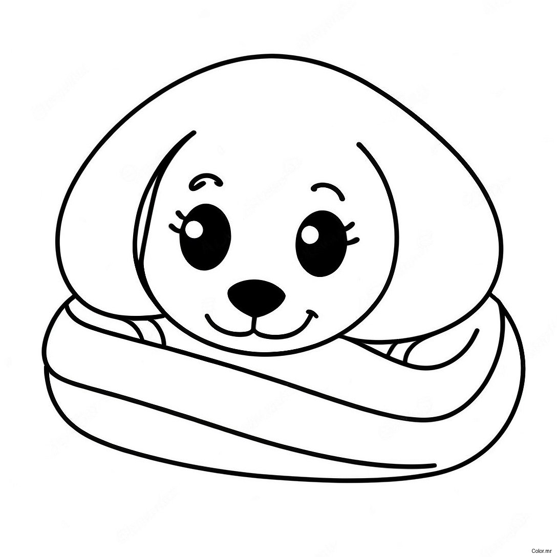 Cute Sleeping Puppy In A Blanket Coloring Page 68053 56121