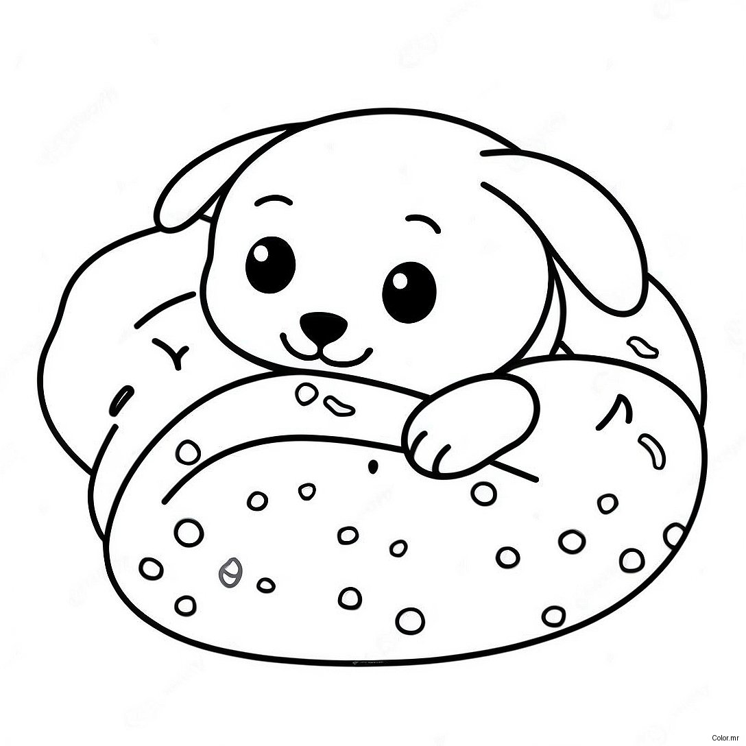 Cute Sleeping Puppy In A Blanket Coloring Page 68053 56123