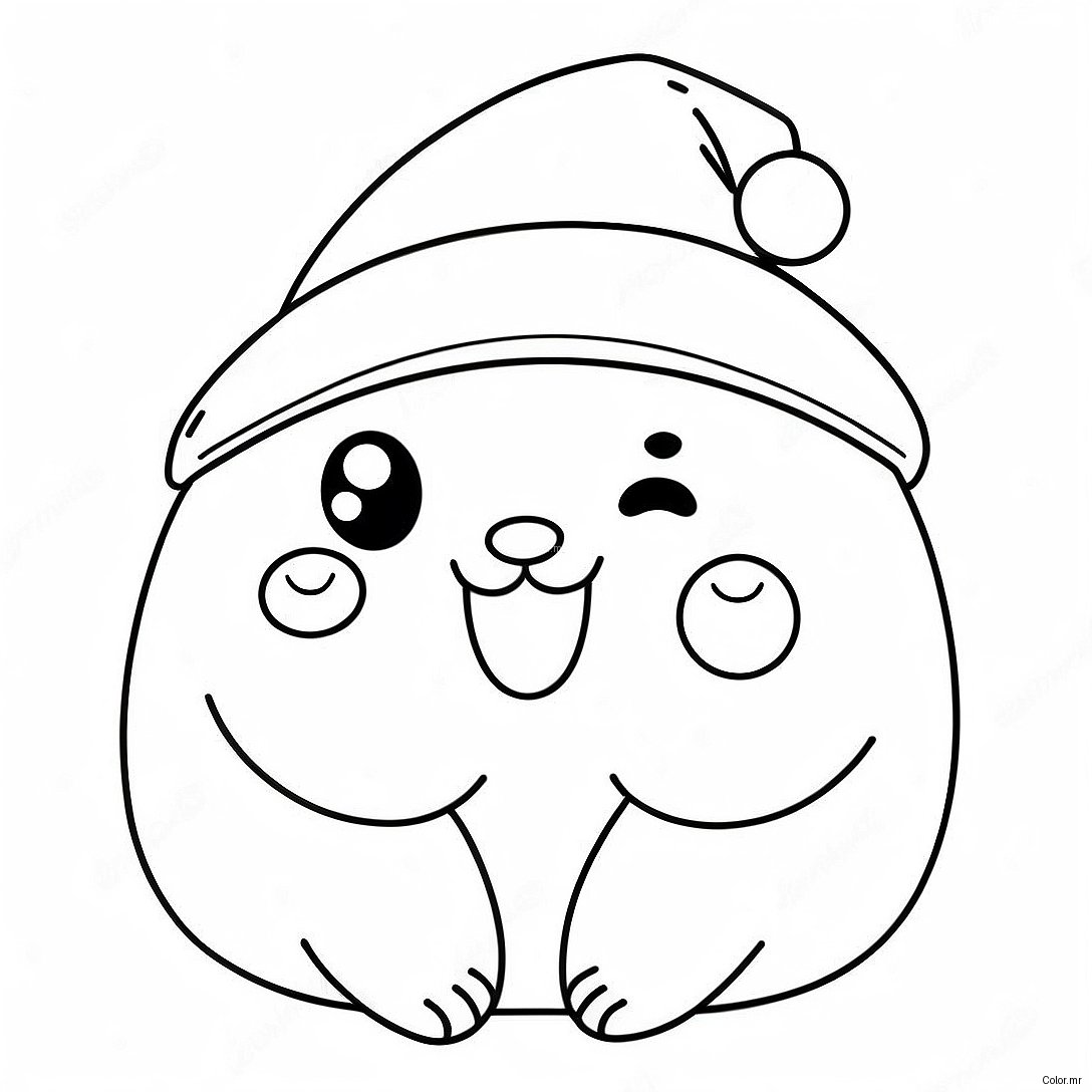 Cute Squishmallow With Santa Hat Coloring Page 19059 15937