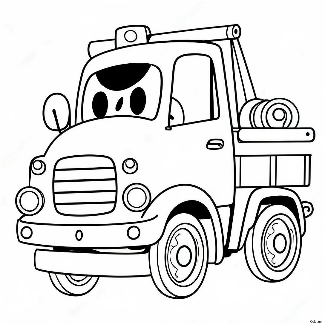 Cute Tow Truck With A Happy Face Coloring Page 24275 22323