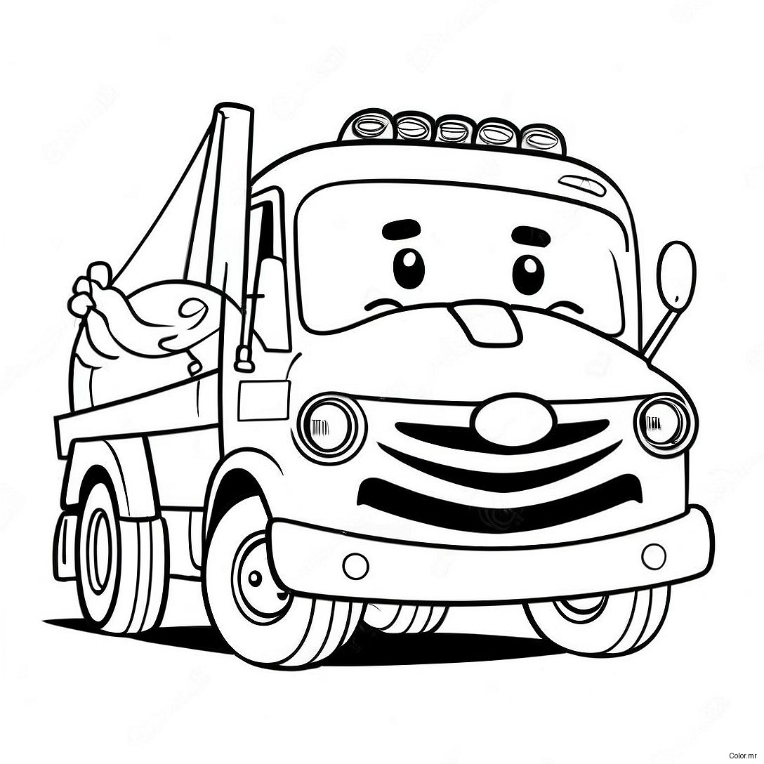 Cute Tow Truck With A Happy Face Coloring Page 24275 22324