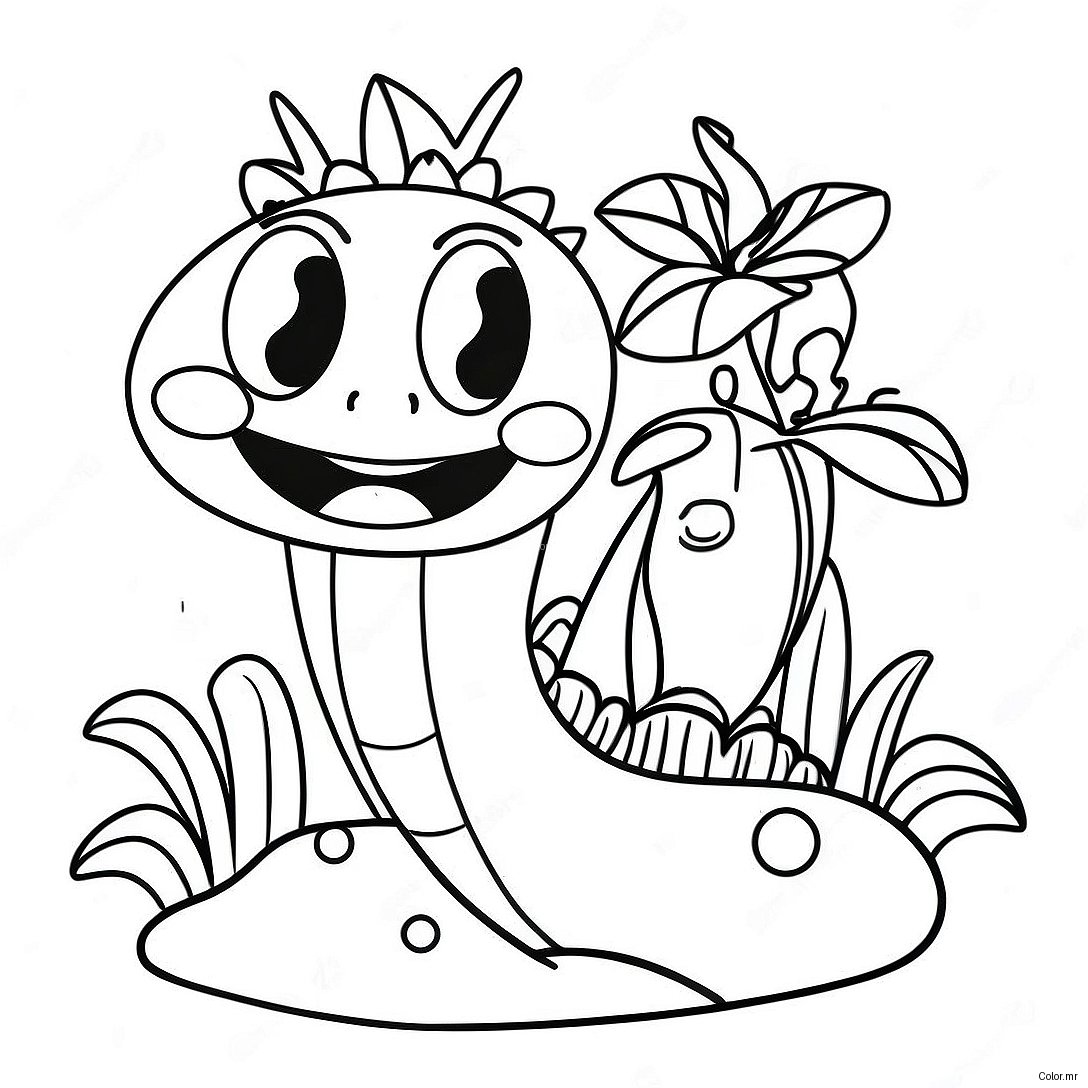 Cute Venus Fly Trap With Cartoon Face Coloring Page 35294 29369