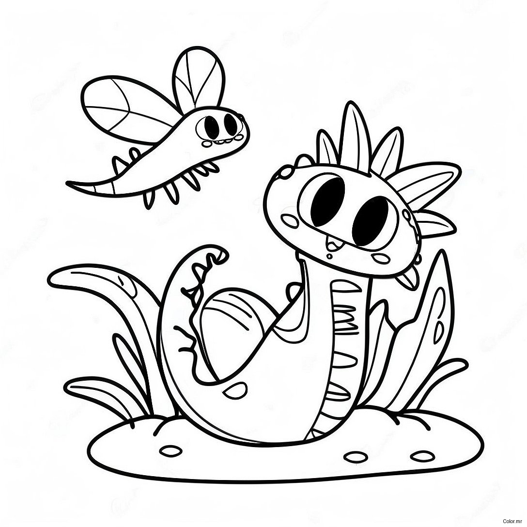 Cute Venus Fly Trap With Cartoon Face Coloring Page 35294 29370